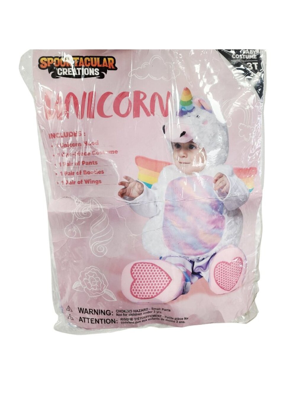 Spooktacular Creations Baby Unicorn Costume 3T With Hood Pants Booties & Wings